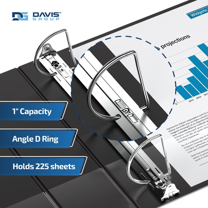 Davis Group Premium Economy 6-Pack 3-Ring Binders for School or Office, D-Ring Binders, 1 Inch, Black - Image 2